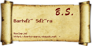 Barhó Sára névjegykártya